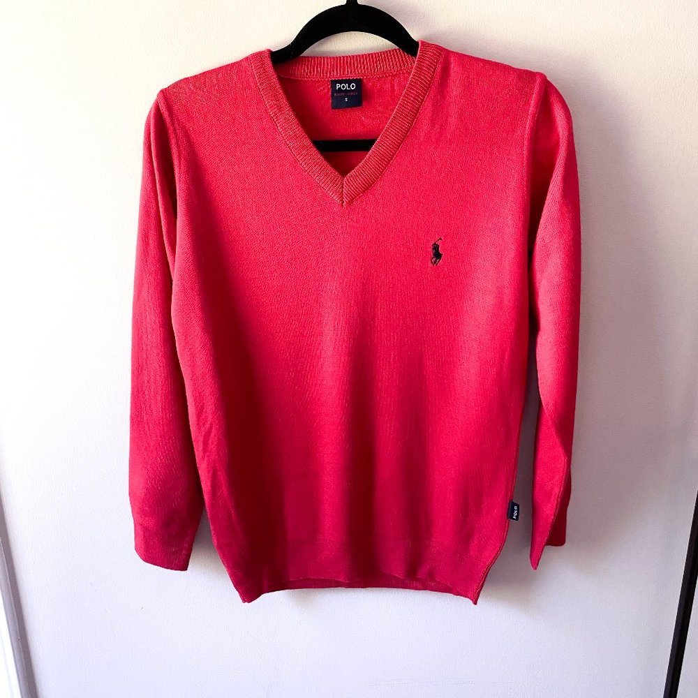 NWOT Polo by Ralph Lauren Pink V-Neck Soft Sweater